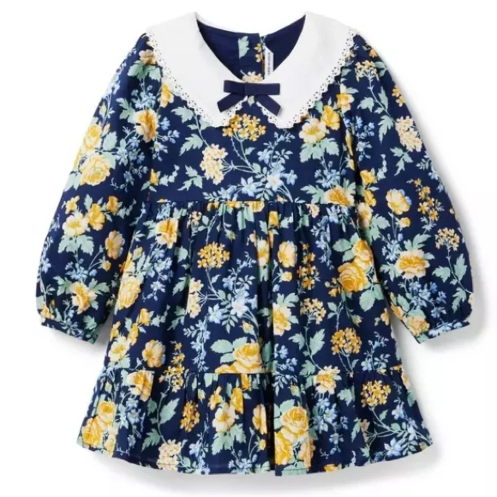 Janie and Jack Floral Bow Collar Dress Size 8